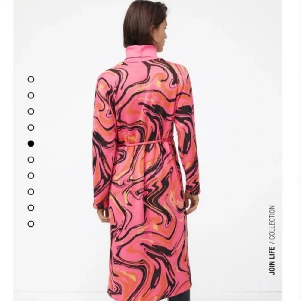 Zara Belted Jacquard Knit Sweater Midi Dress Pink Sz Small NWT - Picture 14 of 16